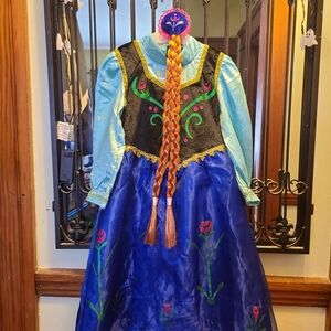 Kids Frozen Princess Anna Winter Dress Up Costume with Braid, Sz 3T